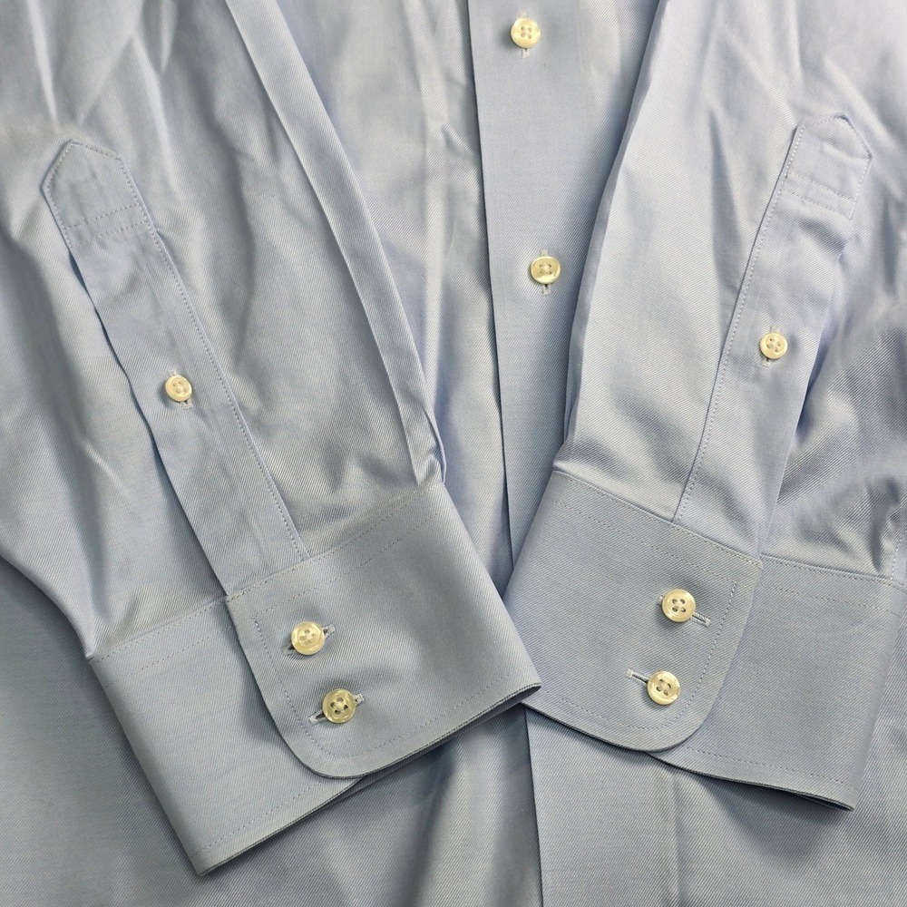 Brooks Brothers Dress Shirt Mens 17-34 Light Blue Regular Non-Iron Stretch Twill - Picture 6 of 13